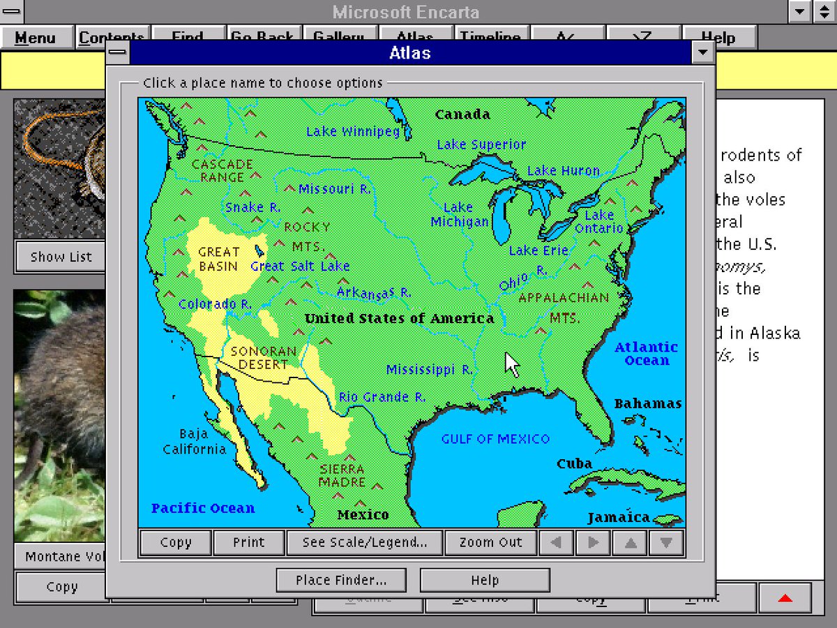 Microsoft Encarta Map of the United States on Windows 3.1 (1993)
